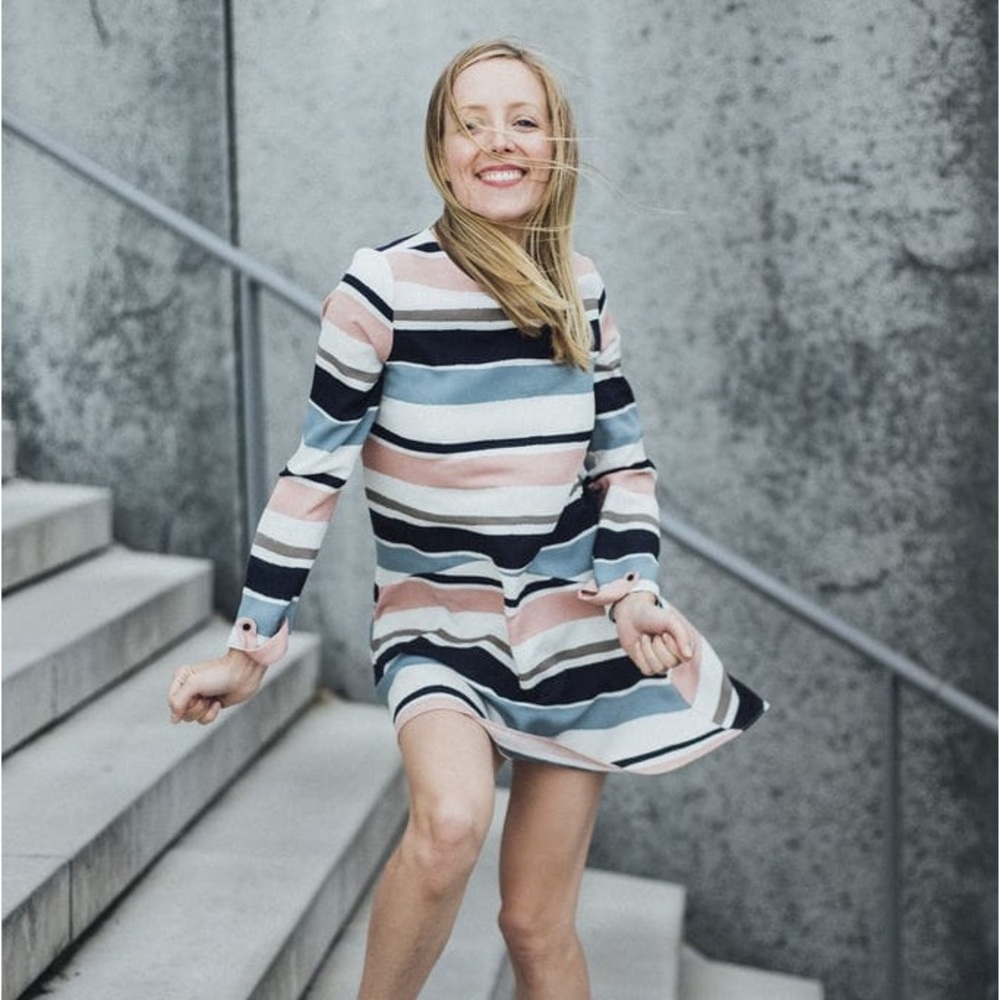 Zara Basics Striped Flounce Dress